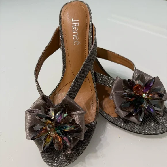 New J.Renee Crystal Embellished Slingback Heels‎ – Silver, Size 8.5M - Picture 2 of 6